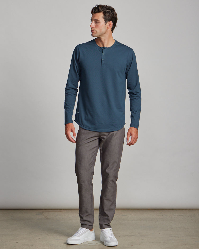 Henley Drop-Cut Long Sleeve: LUX