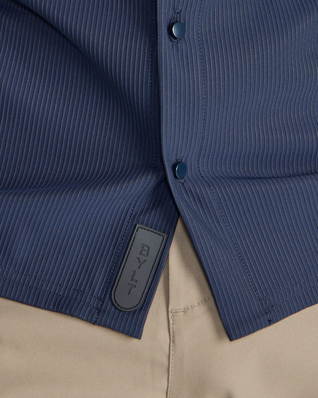 Ribbed+ Long Sleeve Button Down