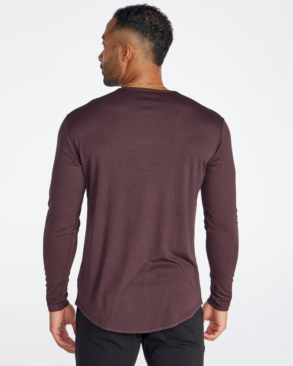 Ribbed Long Sleeve Drop-Cut