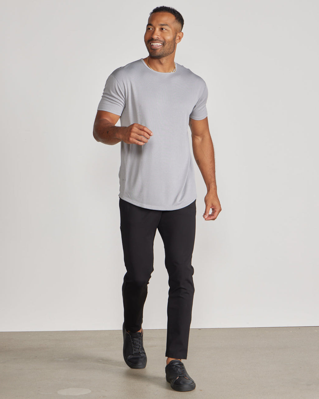 Ribbed Short Sleeve Drop-Cut