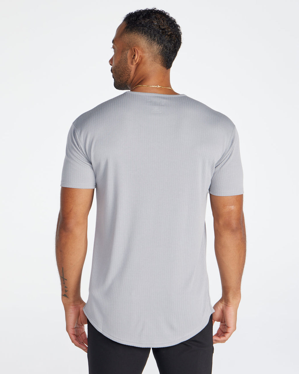 Ribbed Short Sleeve Drop-Cut