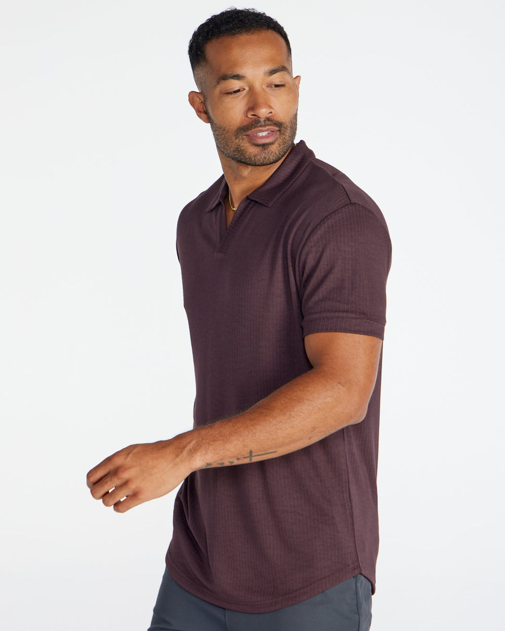2-Item Ribbed Short Sleeve Open V Polo Bundle