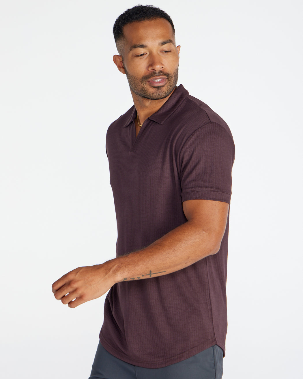 2-Item Ribbed Short Sleeve Open V Polo Bundle
