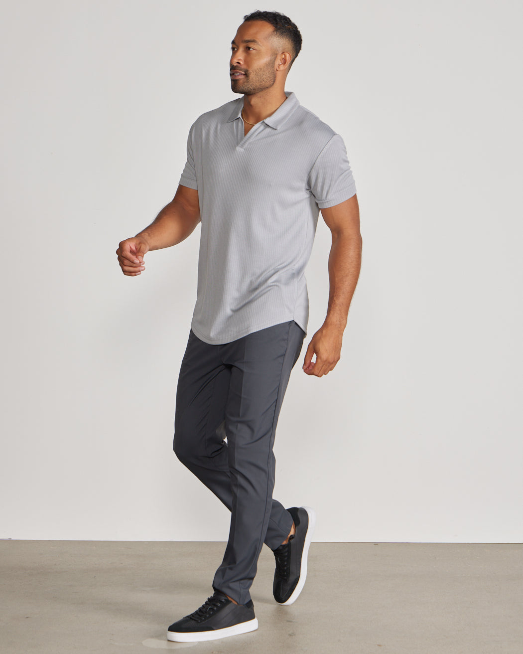 2-Item Ribbed Short Sleeve Open V Polo Bundle