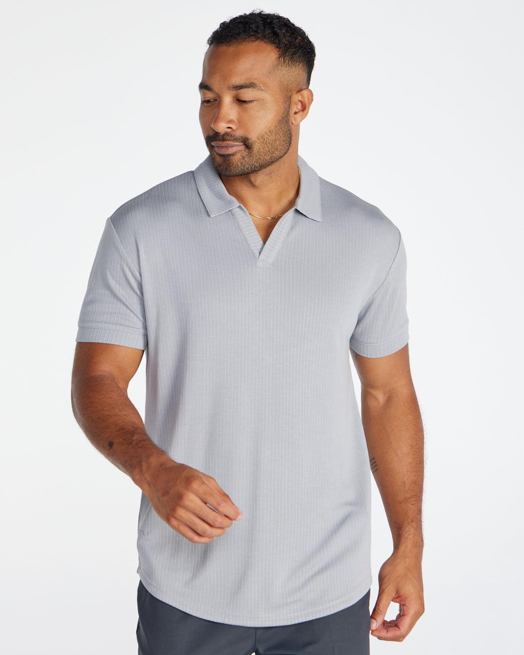 2-Item Ribbed Short Sleeve Open V Polo Bundle
