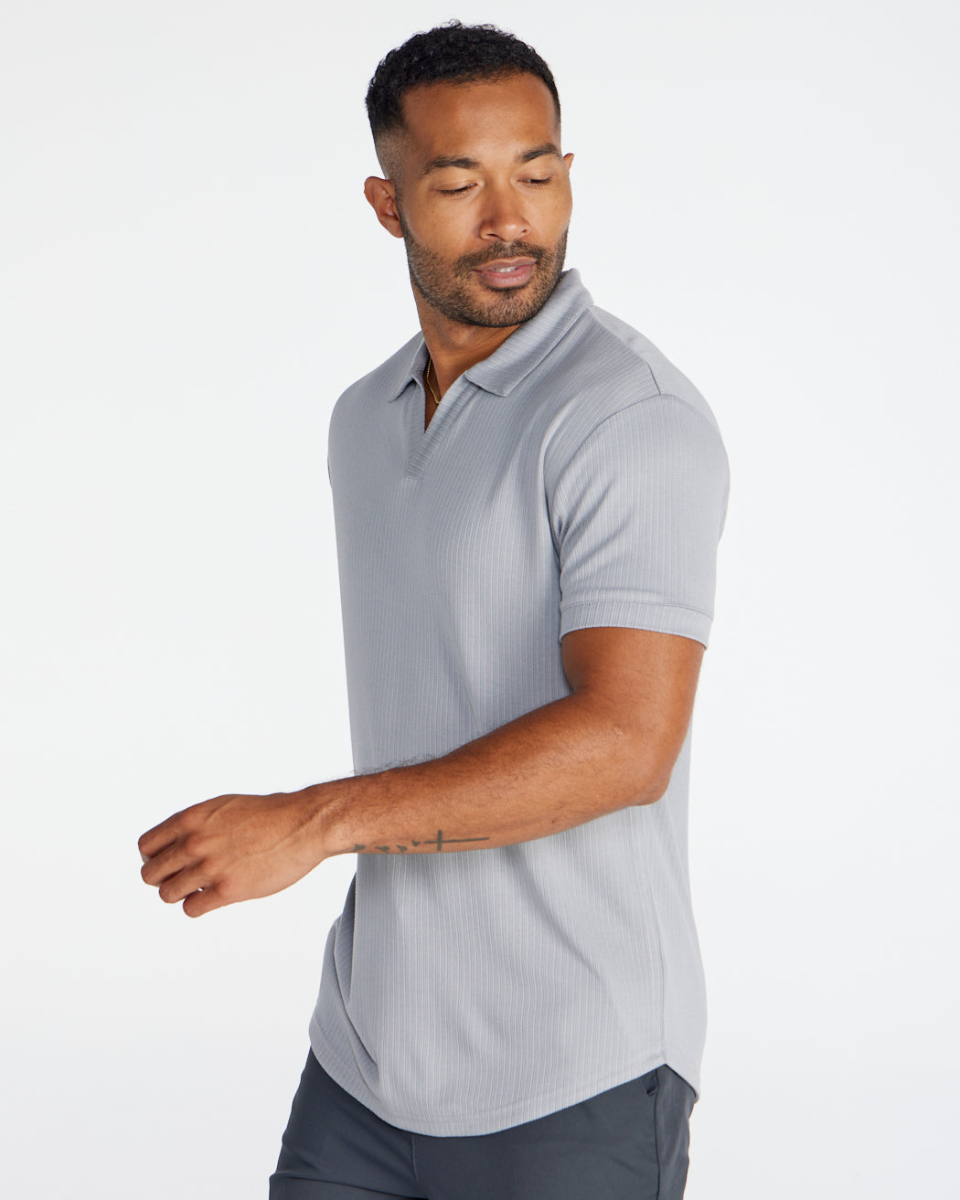 2-Item Ribbed Short Sleeve Open V Polo Bundle