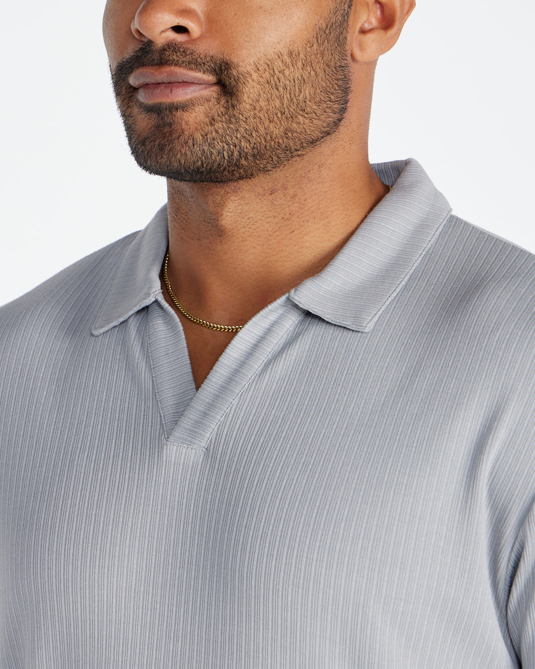 2-Item Ribbed Short Sleeve Open V Polo Bundle