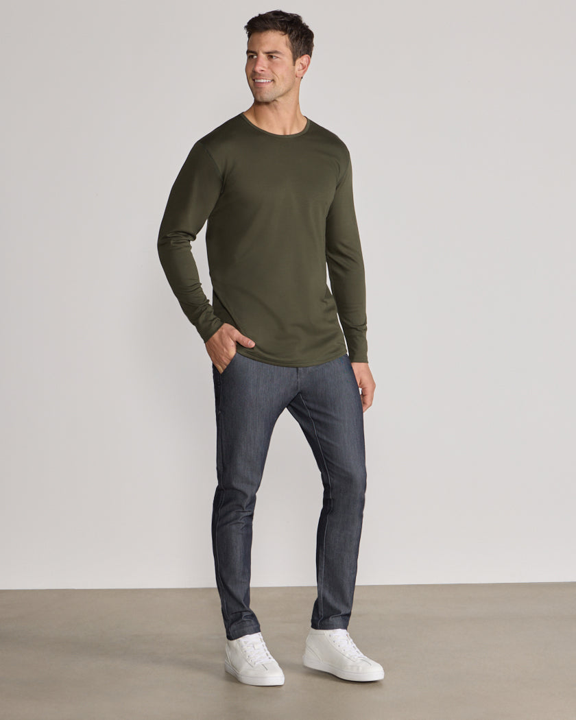 Cotton Long Sleeve Drop-Cut