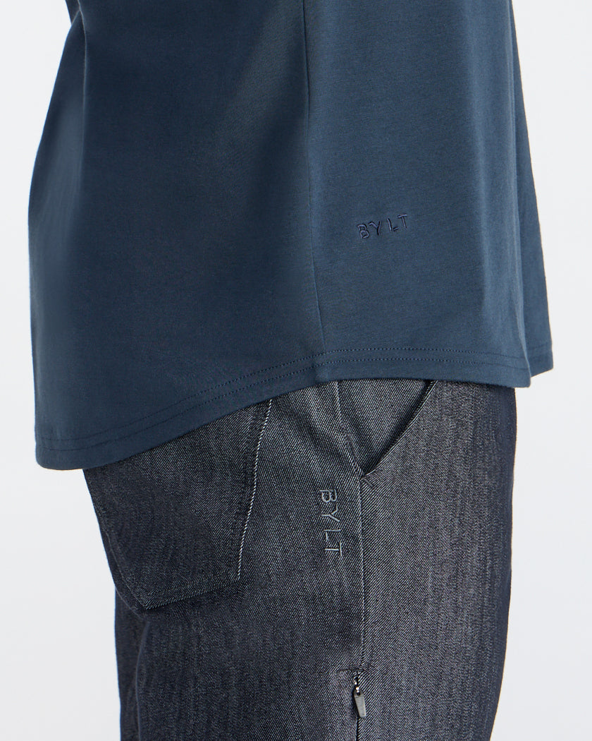 Cotton Long Sleeve Drop-Cut