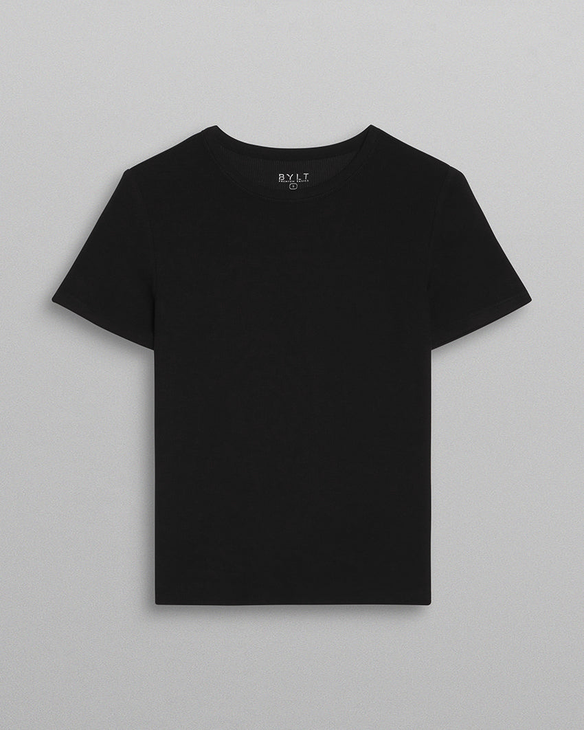 Modal Micro Rib Fitted Short Sleeve