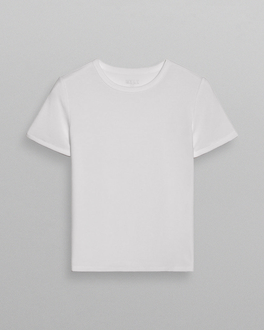Modal Micro Rib Fitted Short Sleeve