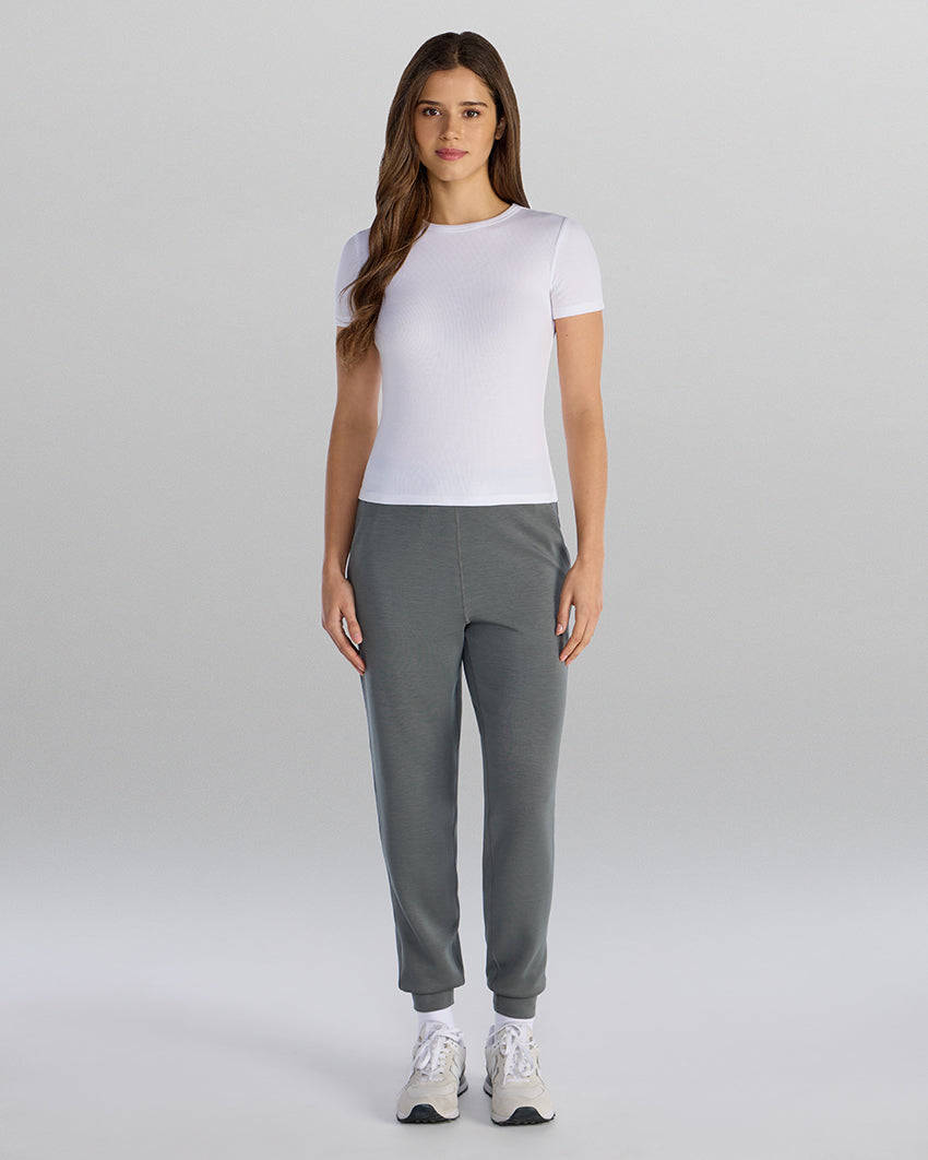 Modal Micro Rib Fitted Short Sleeve