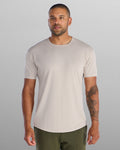 Ribbed Short Sleeve Drop-Cut