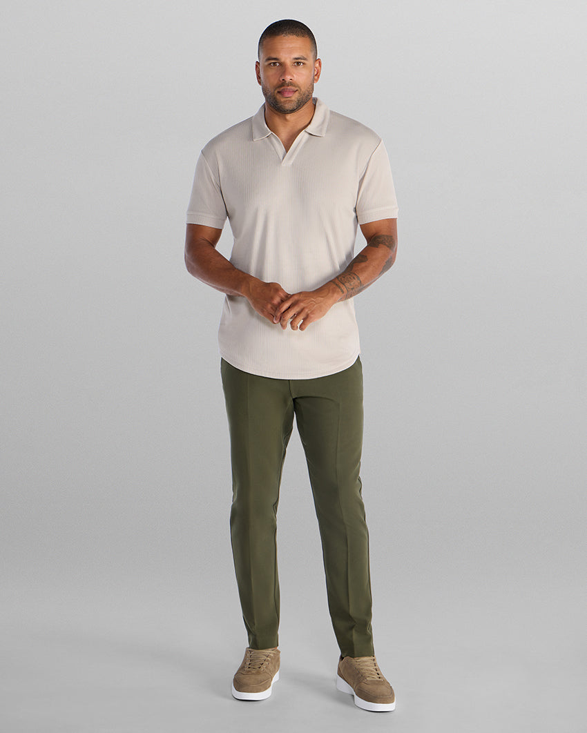 2-Item Ribbed Short Sleeve Open V Polo Bundle