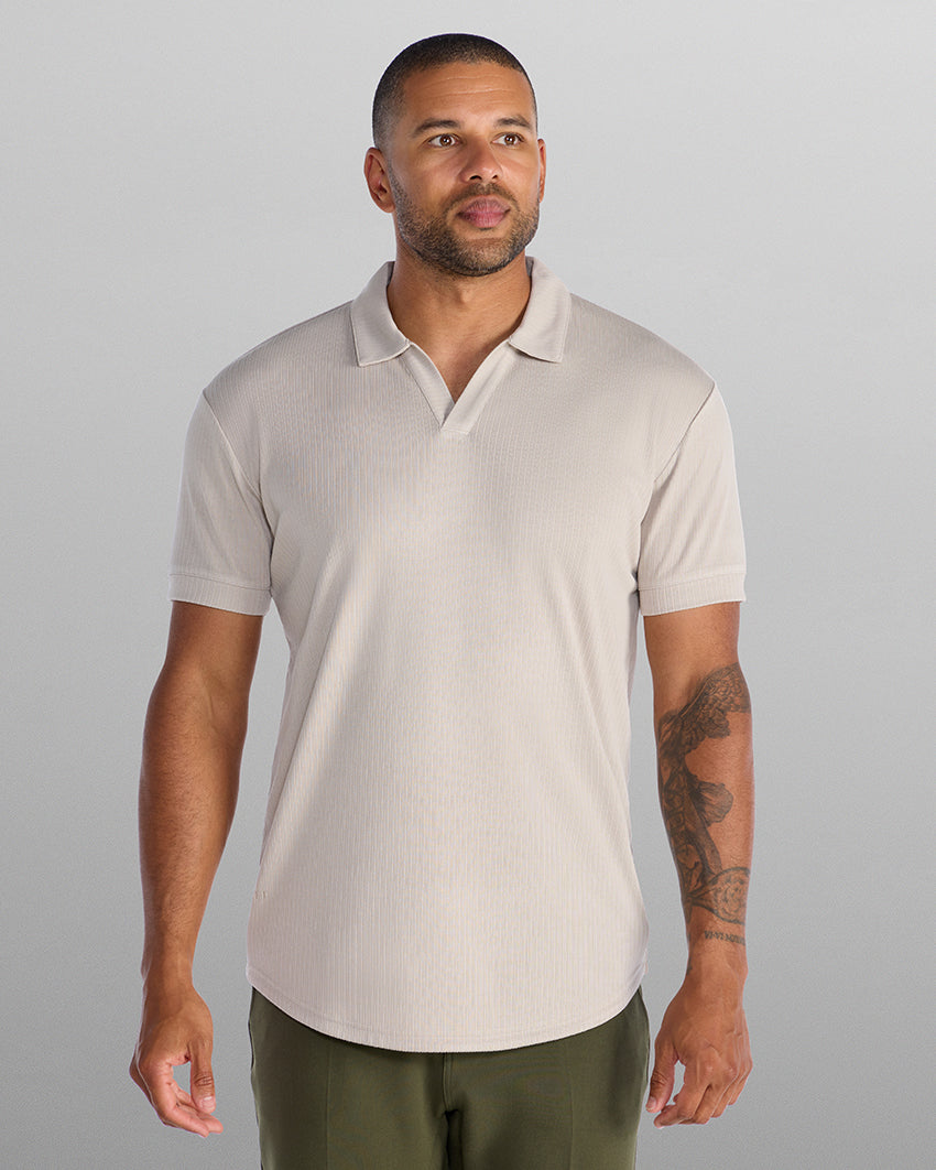 2-Item Ribbed Short Sleeve Open V Polo Bundle