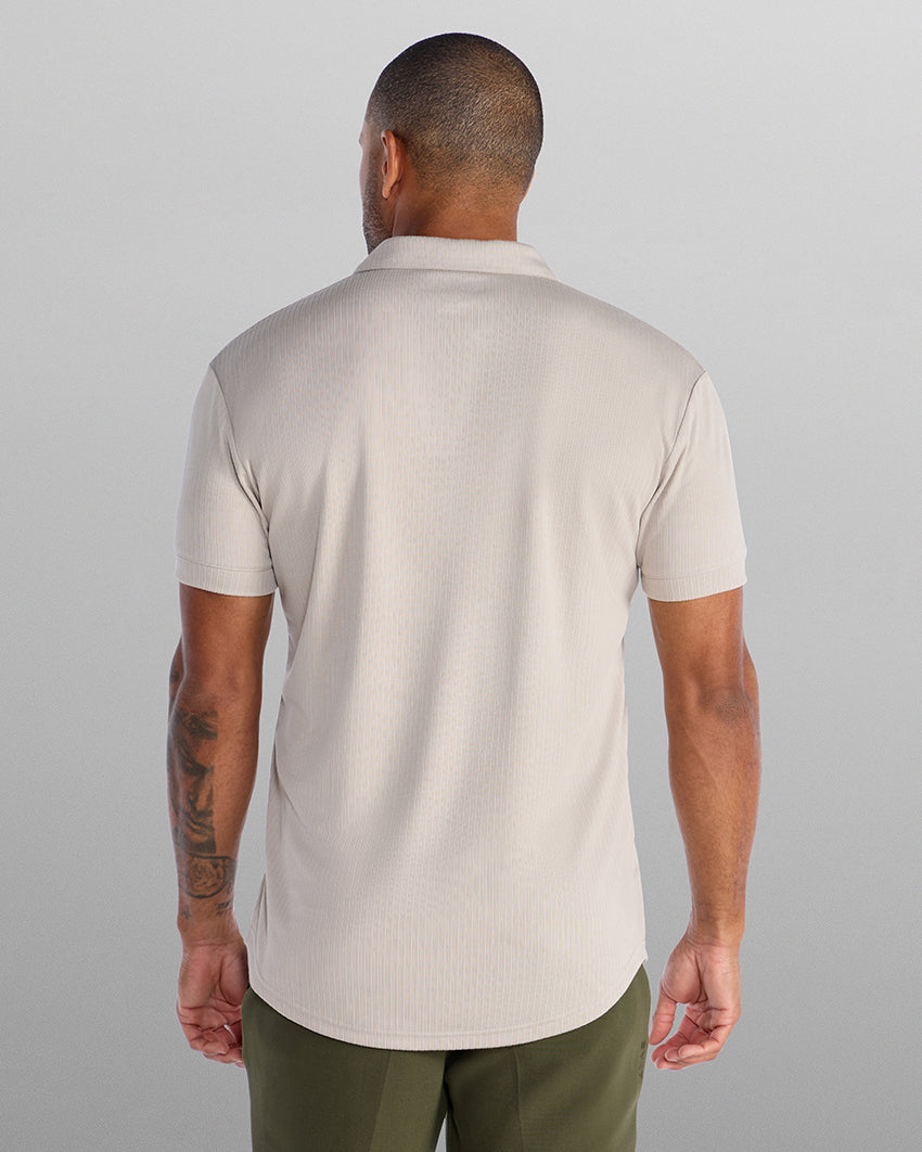 2-Item Ribbed Short Sleeve Open V Polo Bundle
