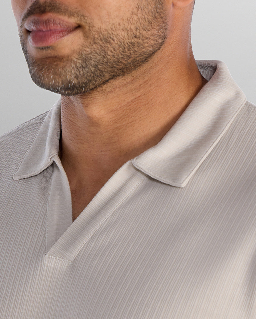 2-Item Ribbed Short Sleeve Open V Polo Bundle