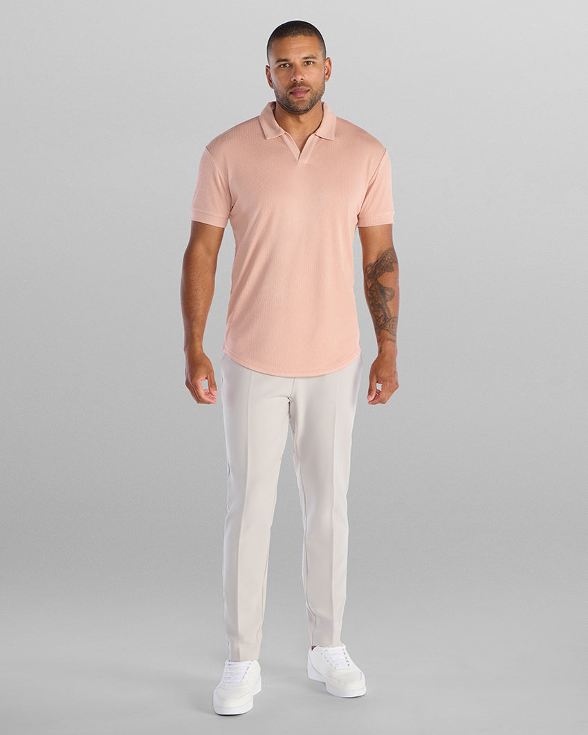 2-Item Ribbed Short Sleeve Open V Polo Bundle