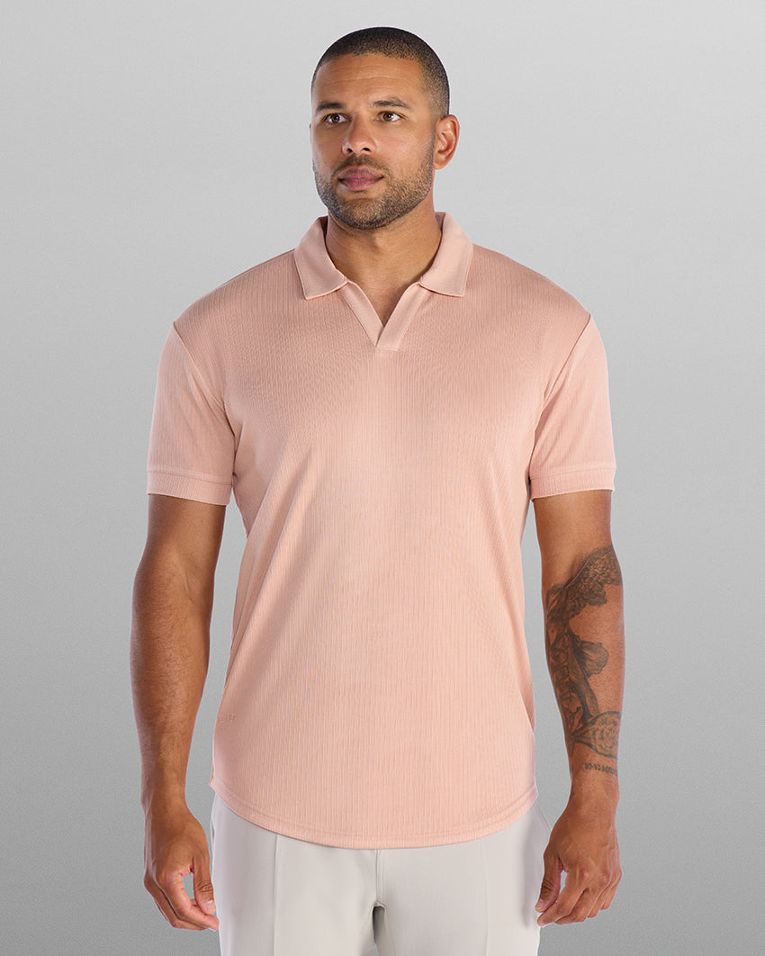2-Item Ribbed Short Sleeve Open V Polo Bundle