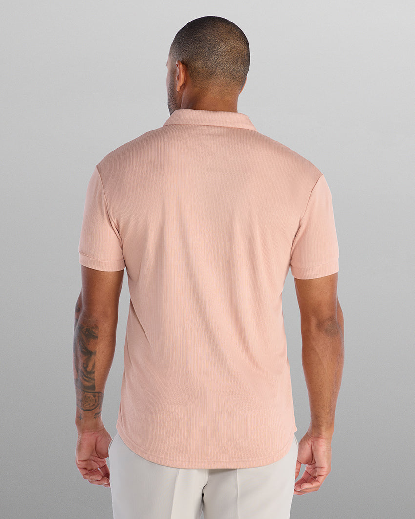 2-Item Ribbed Short Sleeve Open V Polo Bundle