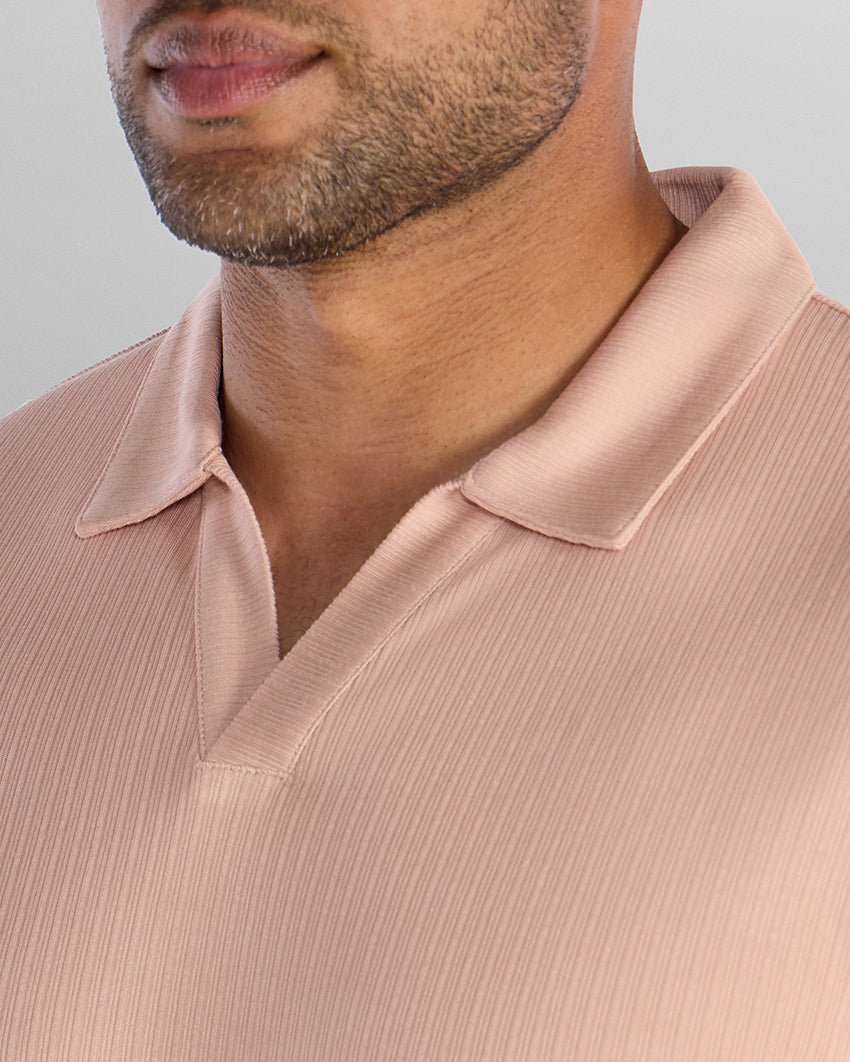 2-Item Ribbed Short Sleeve Open V Polo Bundle