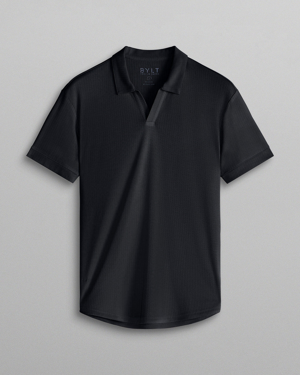 Ribbed Short Sleeve Open V Polo