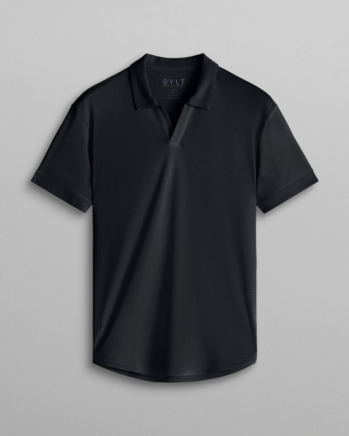 Ribbed Short Sleeve Open V Polo