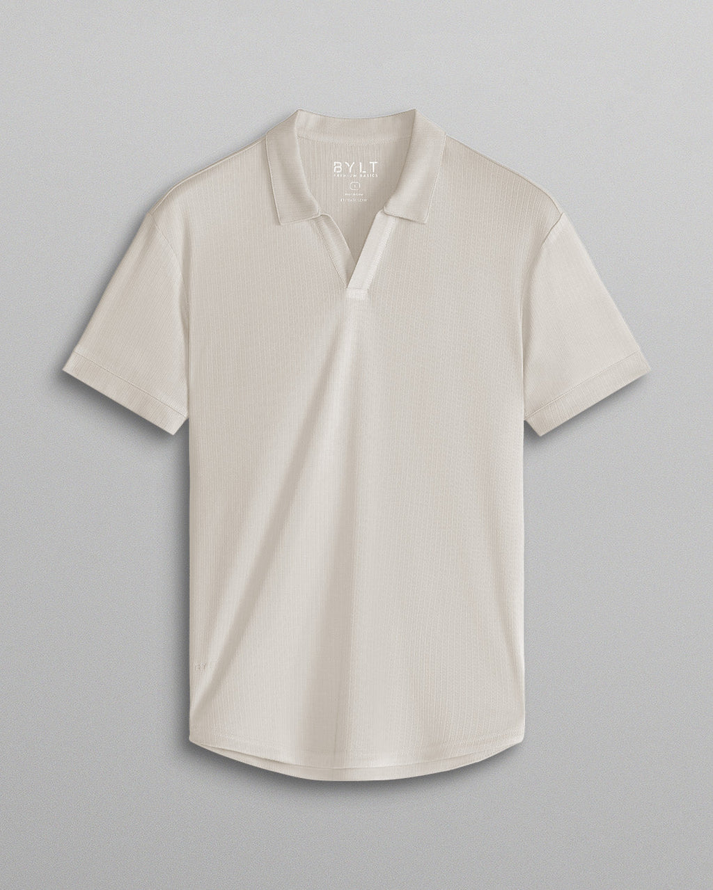 Ribbed Short Sleeve Open V Polo