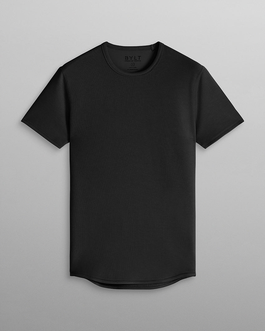 Micro Rib Short Sleeve Drop-Cut