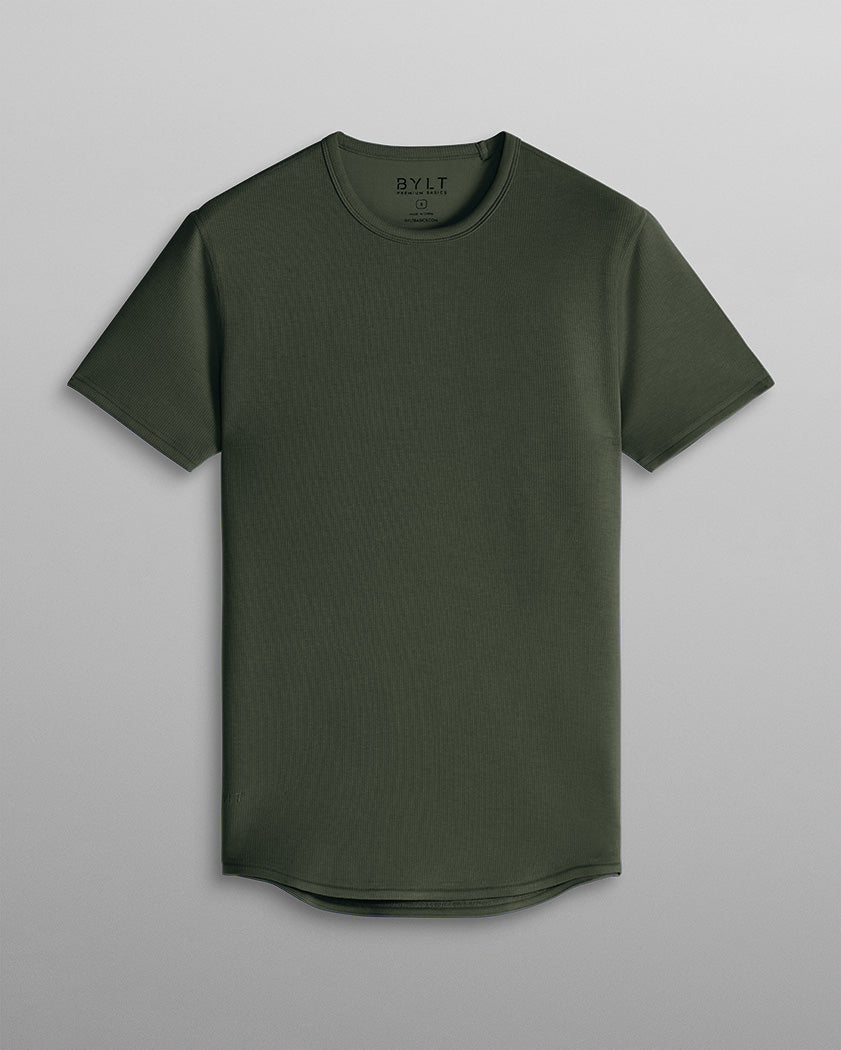 Micro Rib Short Sleeve Drop-Cut
