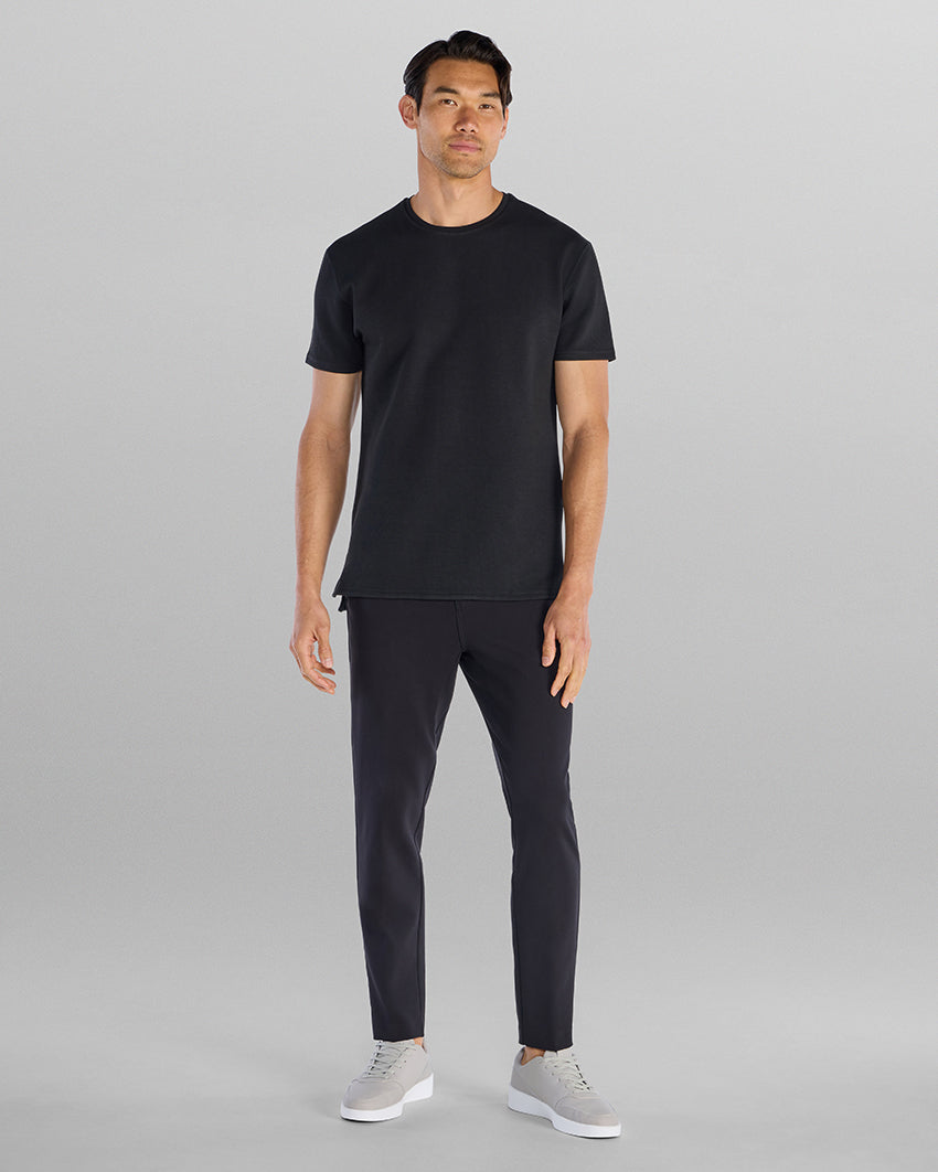 Micro Rib Short Sleeve Split-Hem