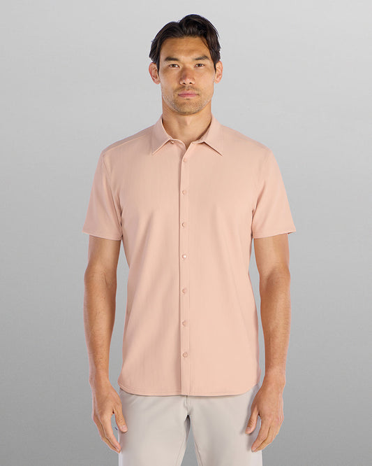 Ribbed+ Short Sleeve Button Down