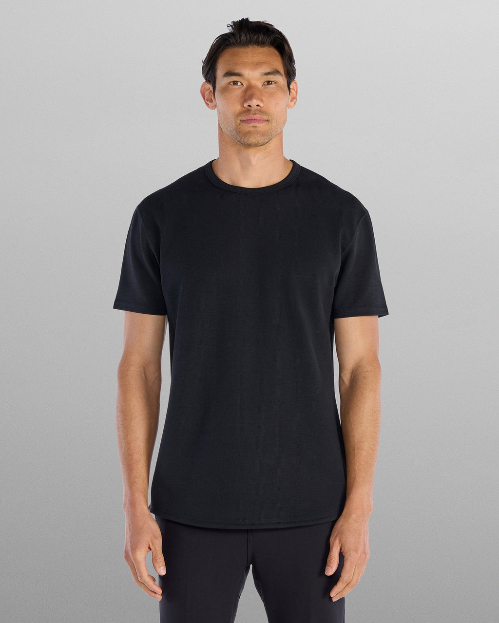 Micro Rib Short Sleeve Drop-Cut