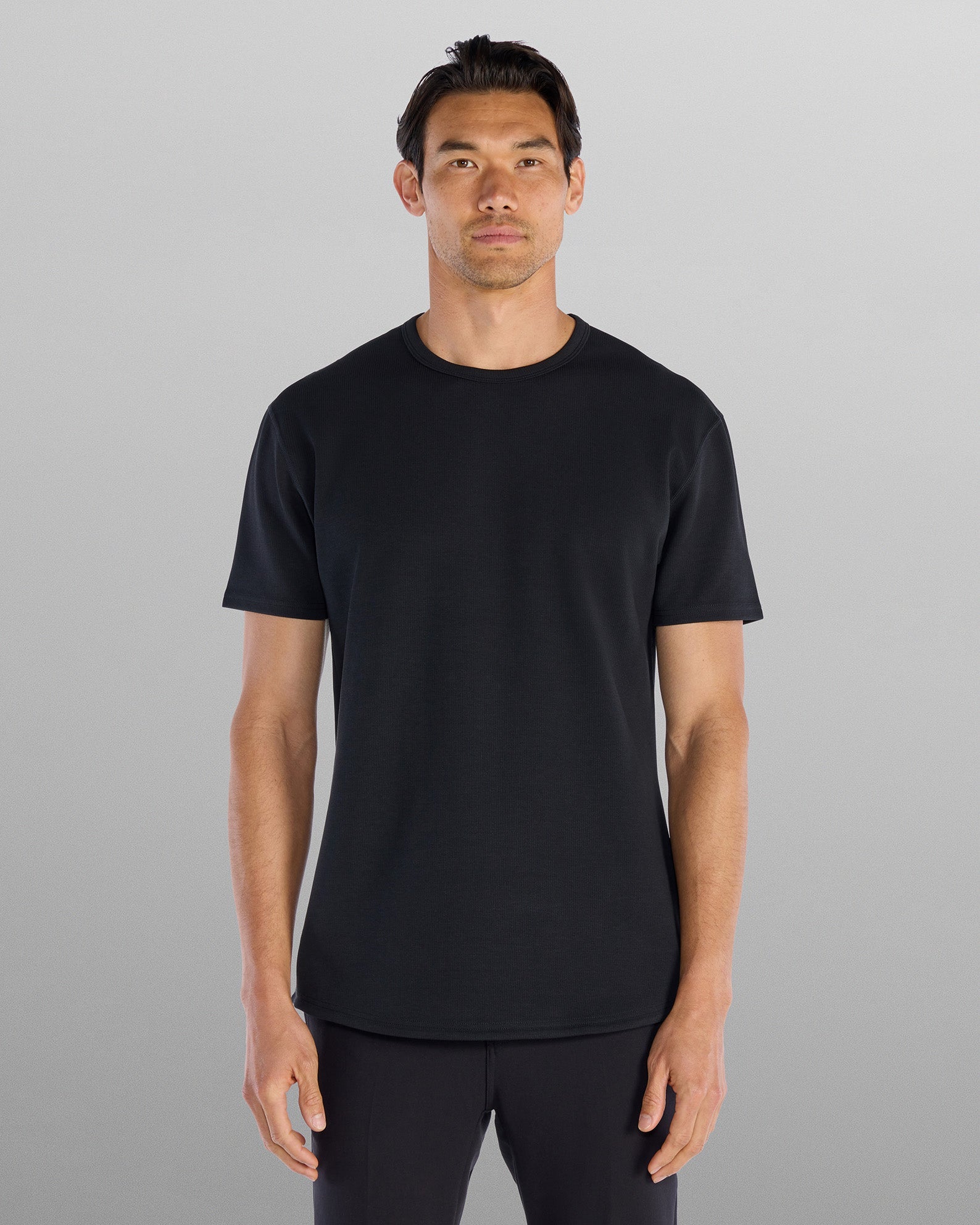 Micro Rib Short Sleeve Drop-Cut