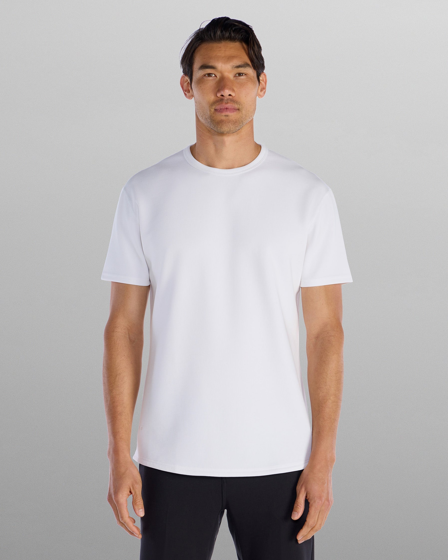 Micro Rib Short Sleeve Drop-Cut