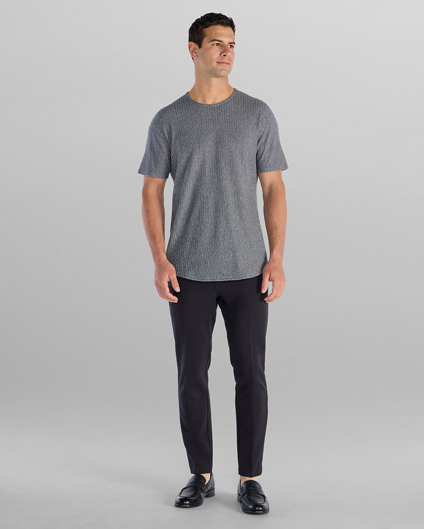 Brushed Herringbone Short Sleeve Drop- Cut