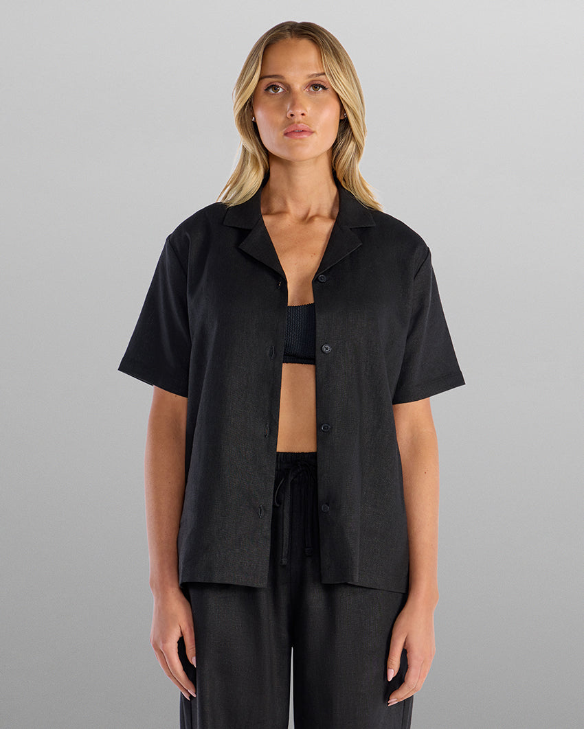 Women's Back to Basics Linen Camp Collar
