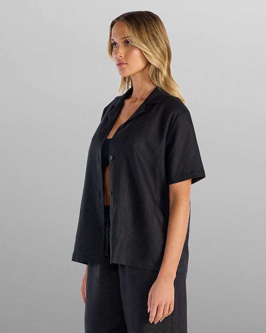 Women's Back to Basics Linen Camp Collar