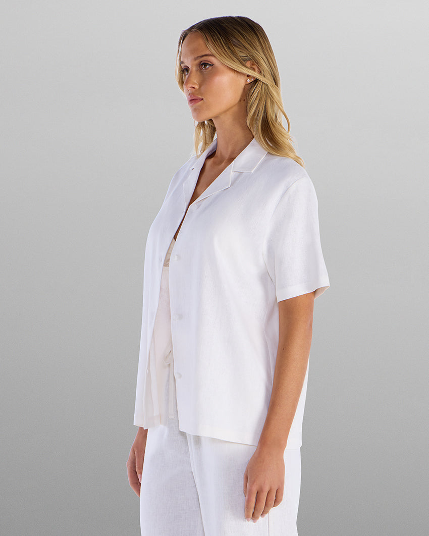 Women's Back to Basics Linen Camp Collar