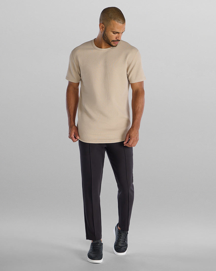 Micro Rib Short Sleeve Drop-Cut