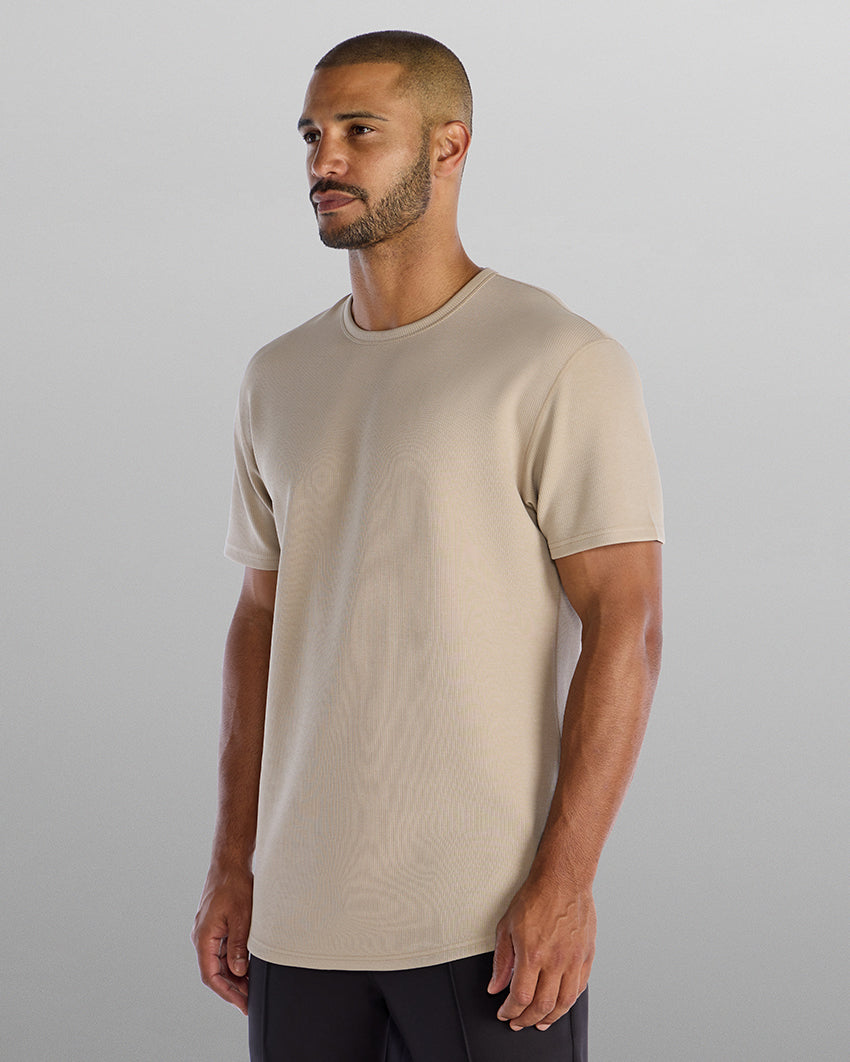 Micro Rib Short Sleeve Drop-Cut
