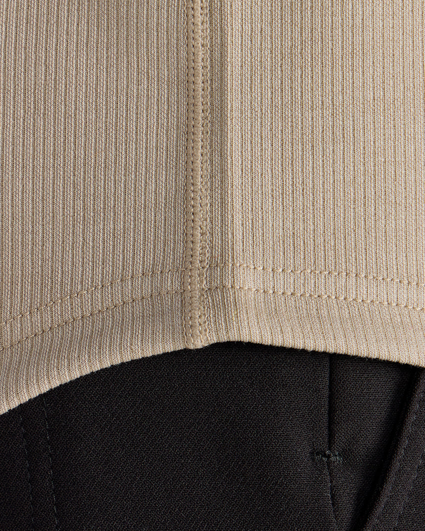 Micro Rib Short Sleeve Drop-Cut