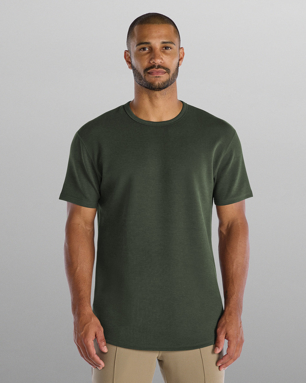 Micro Rib Short Sleeve Drop-Cut