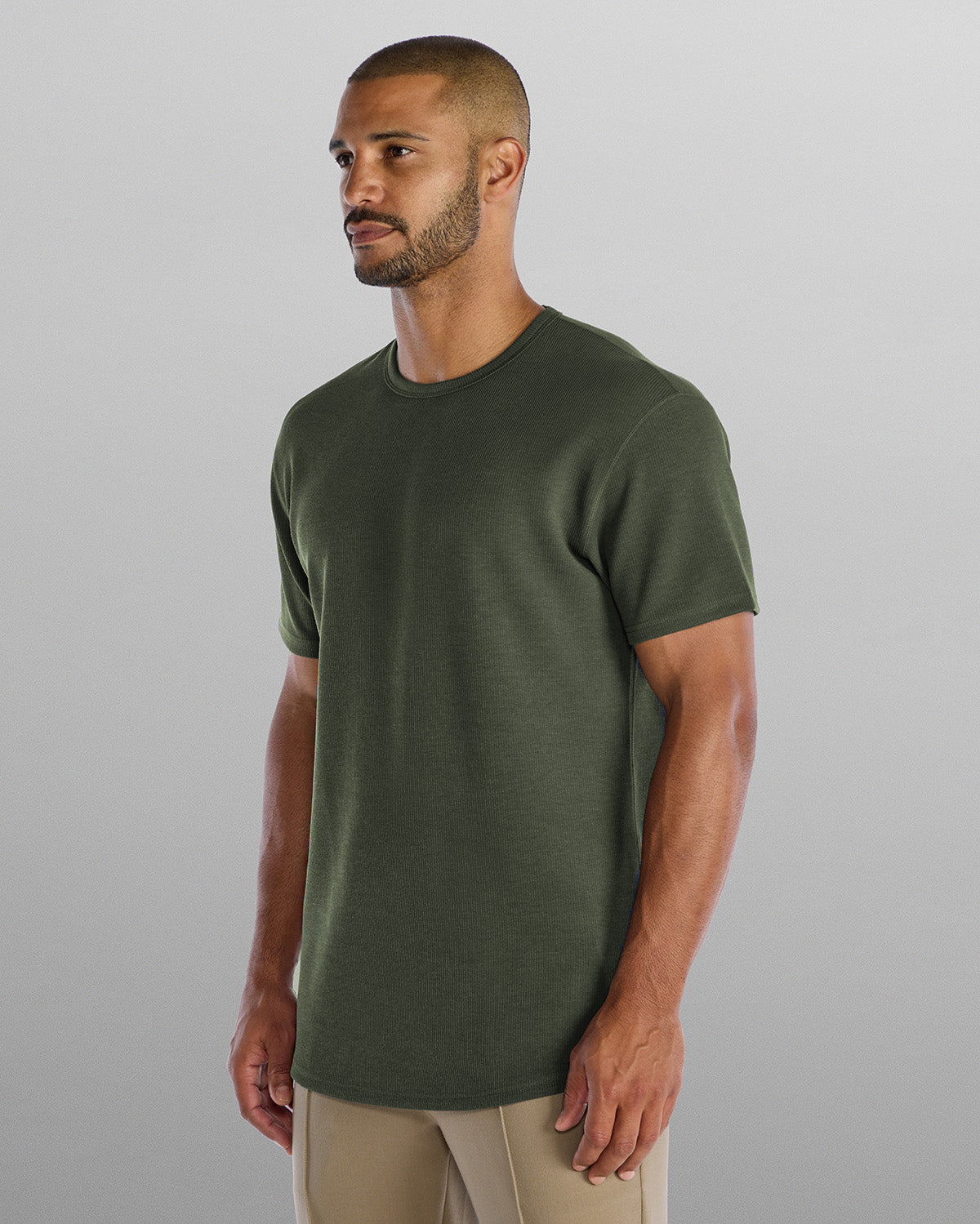 Micro Rib Short Sleeve Drop-Cut