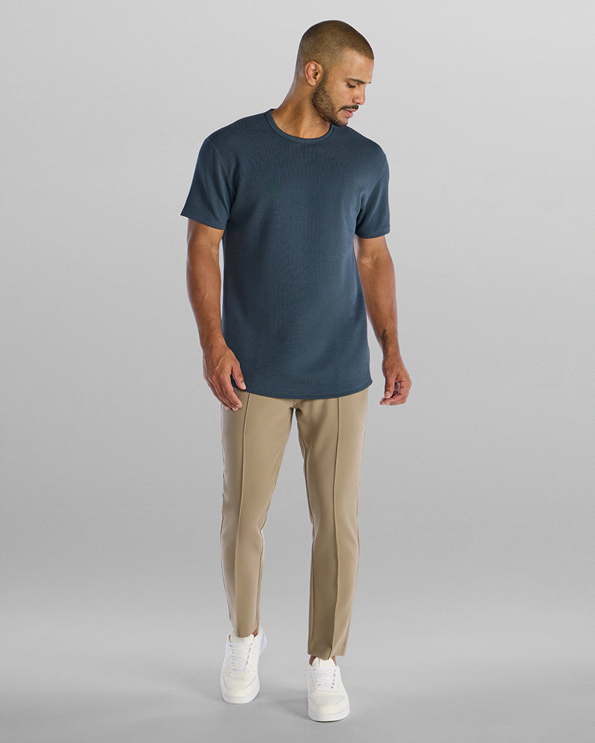 Micro Rib Short Sleeve Drop-Cut