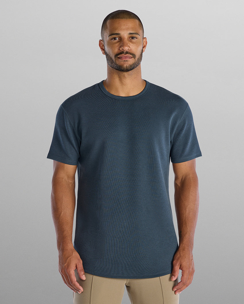 Micro Rib Short Sleeve Drop-Cut