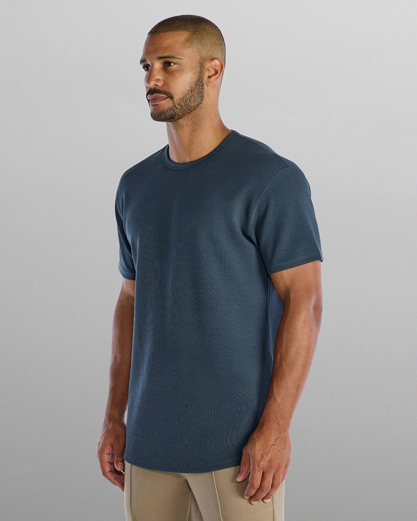 Micro Rib Short Sleeve Drop-Cut