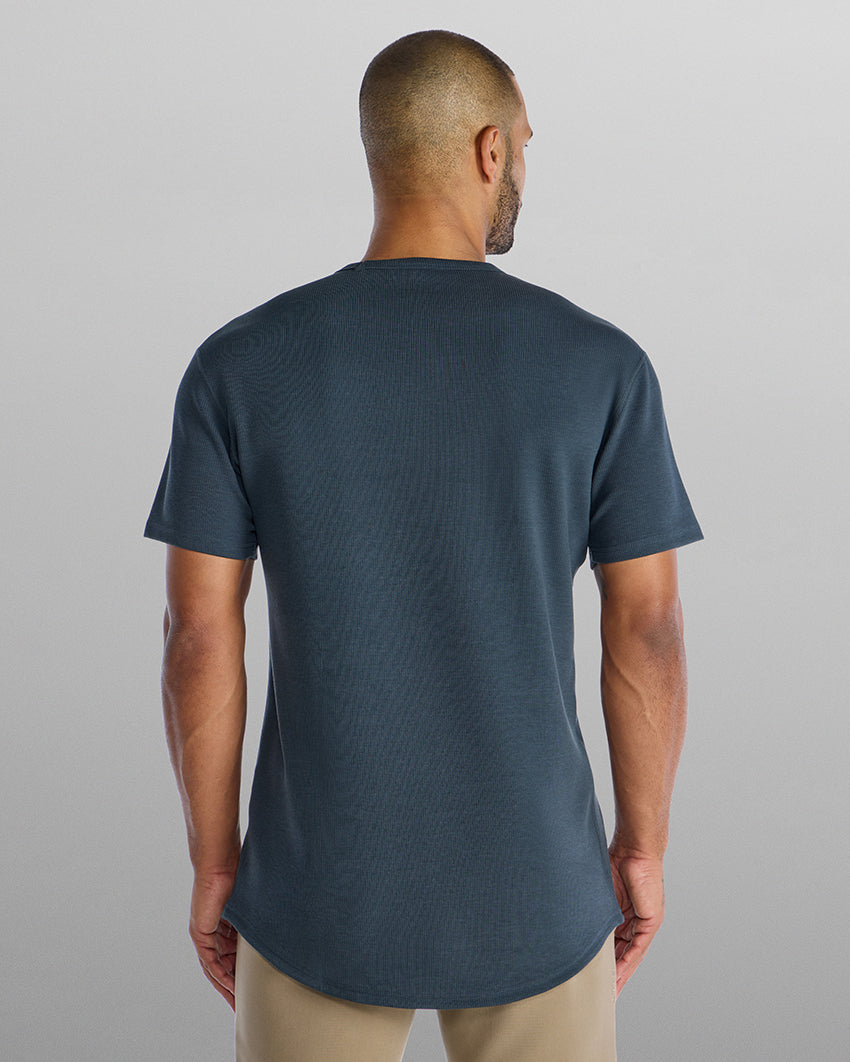 Micro Rib Short Sleeve Drop-Cut