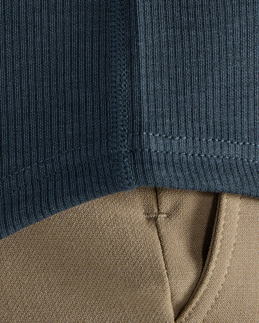 Micro Rib Short Sleeve Drop-Cut
