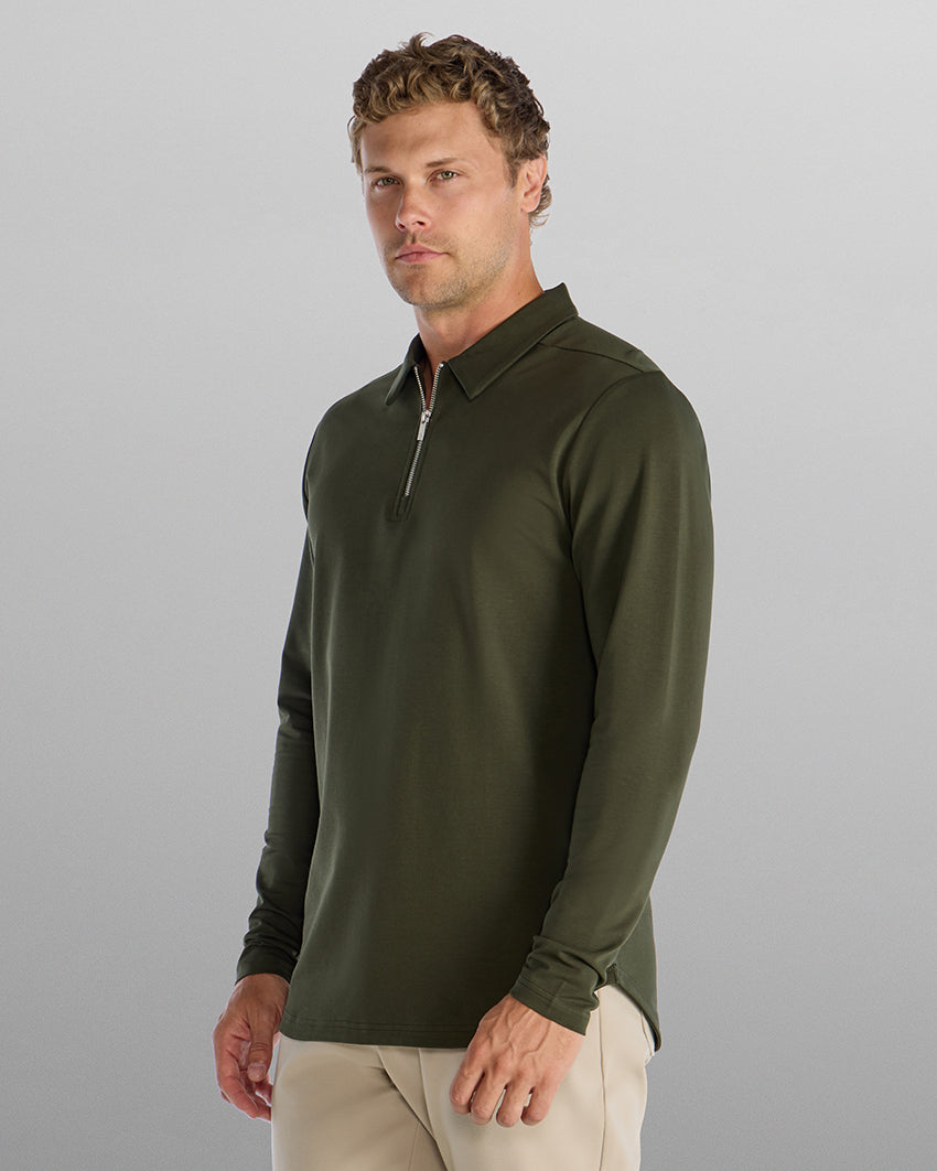 LUX Long Sleeve Zip Polo